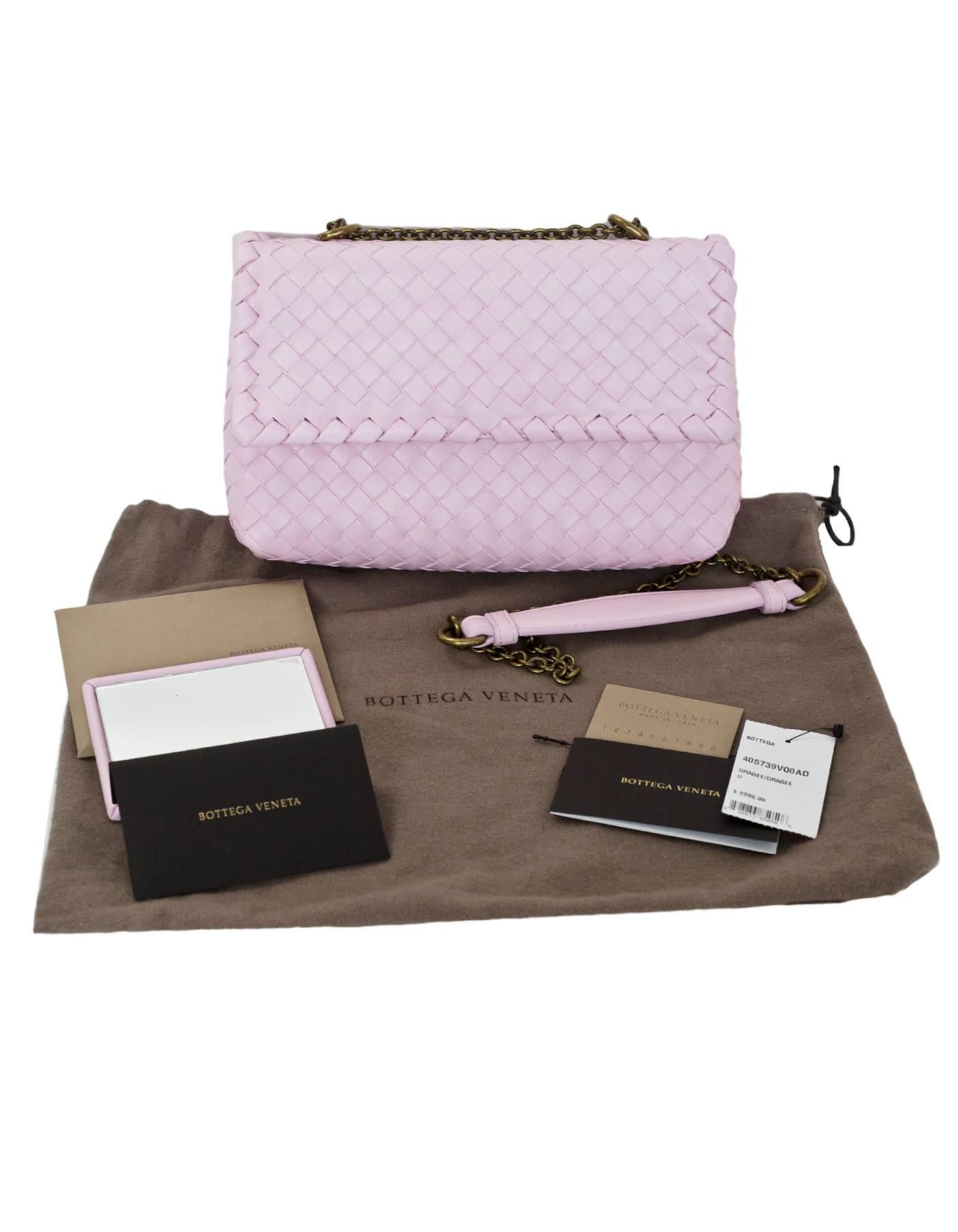 Bottega Veneta Light Pink Dragee Intrecciato Woven Leather Baby Olimpia Bag  7