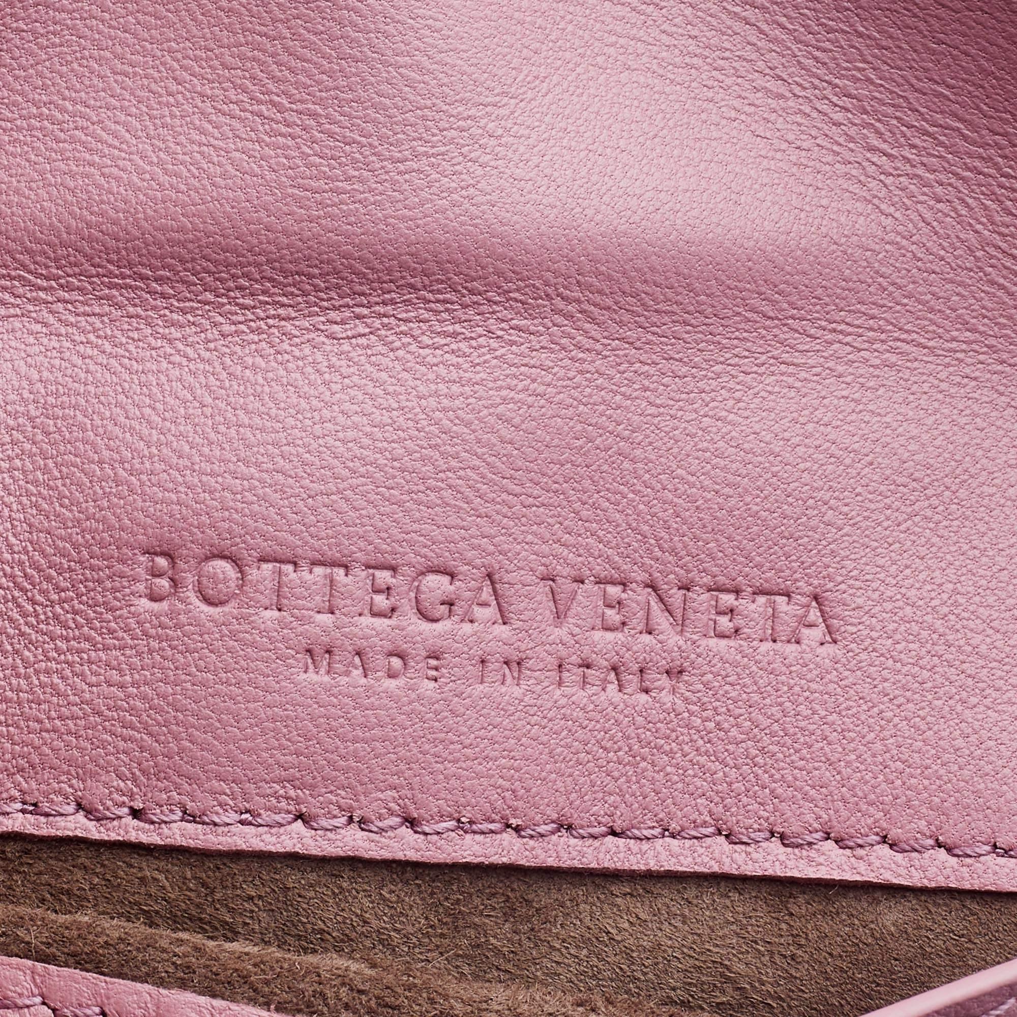 Bottega Veneta Light Pink Intreccaito Leather Olimpia Chain Shoulder Bag 6