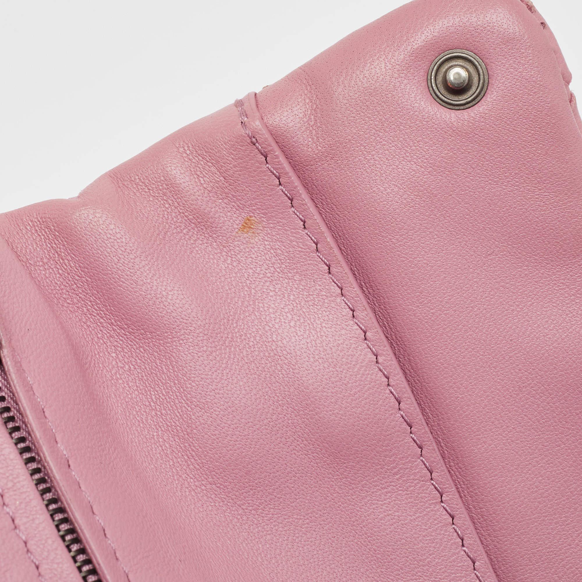 Bottega Veneta Light Pink Intreccaito Leather Olimpia Chain Shoulder Bag 2