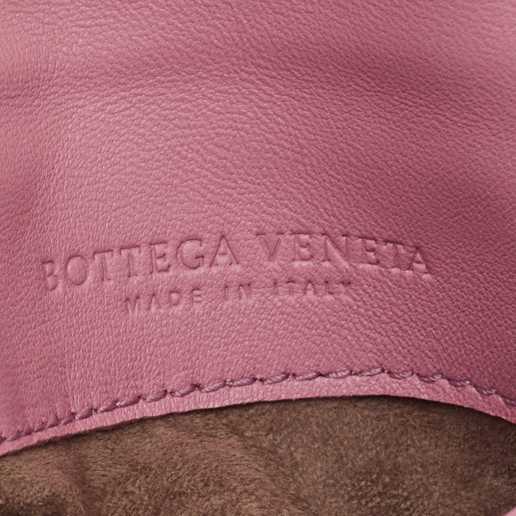 Bottega Veneta Light Pink Intreccaito Leather Olimpia Chain Shoulder Bag 5