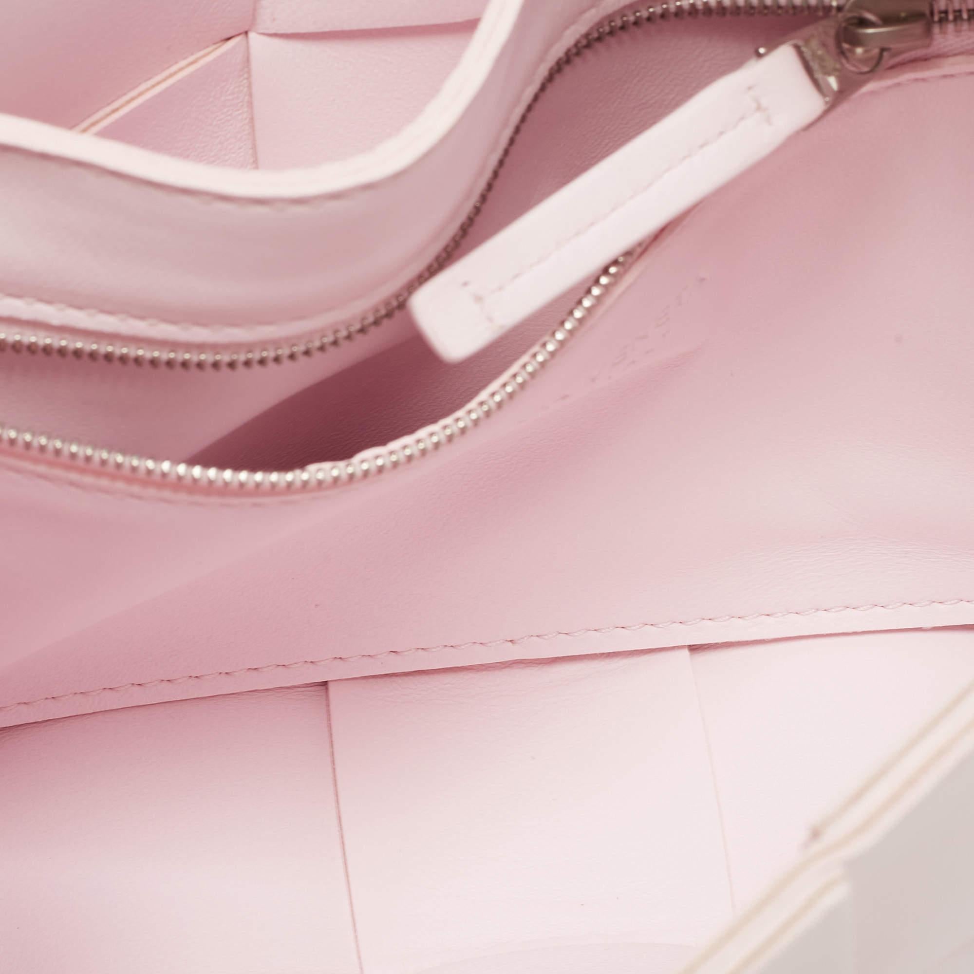 Women's Bottega Veneta Light Pink Intrecciato Leather Cassette Shoulder Bag