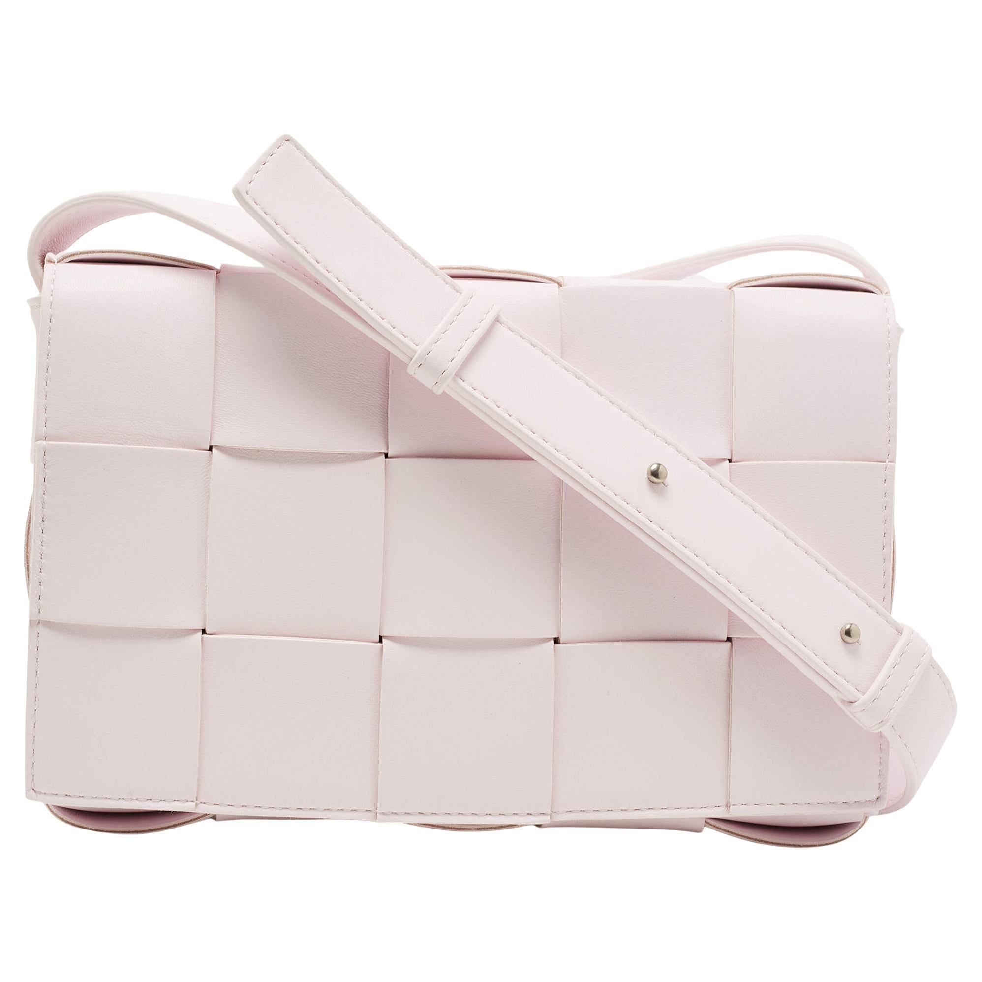Bottega Veneta Light Pink Intrecciato Leather Cassette Shoulder Bag