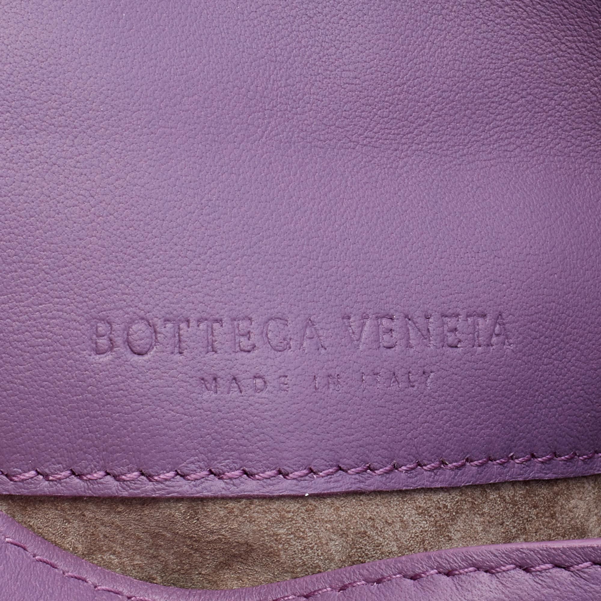 Bottega Veneta Light Purple Intrecciato Leather Small Flap Chain Crossbody Bag 3