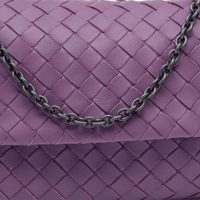 Bottega Veneta Light Purple Intrecciato Leather Small Flap Chain Crossbody Bag 1