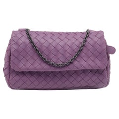 Bottega Veneta Light Purple Intrecciato Leather Small Flap Chain Crossbody Bag
