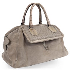 BOTTEGA VENETA light taupe suede BOWLING Bag