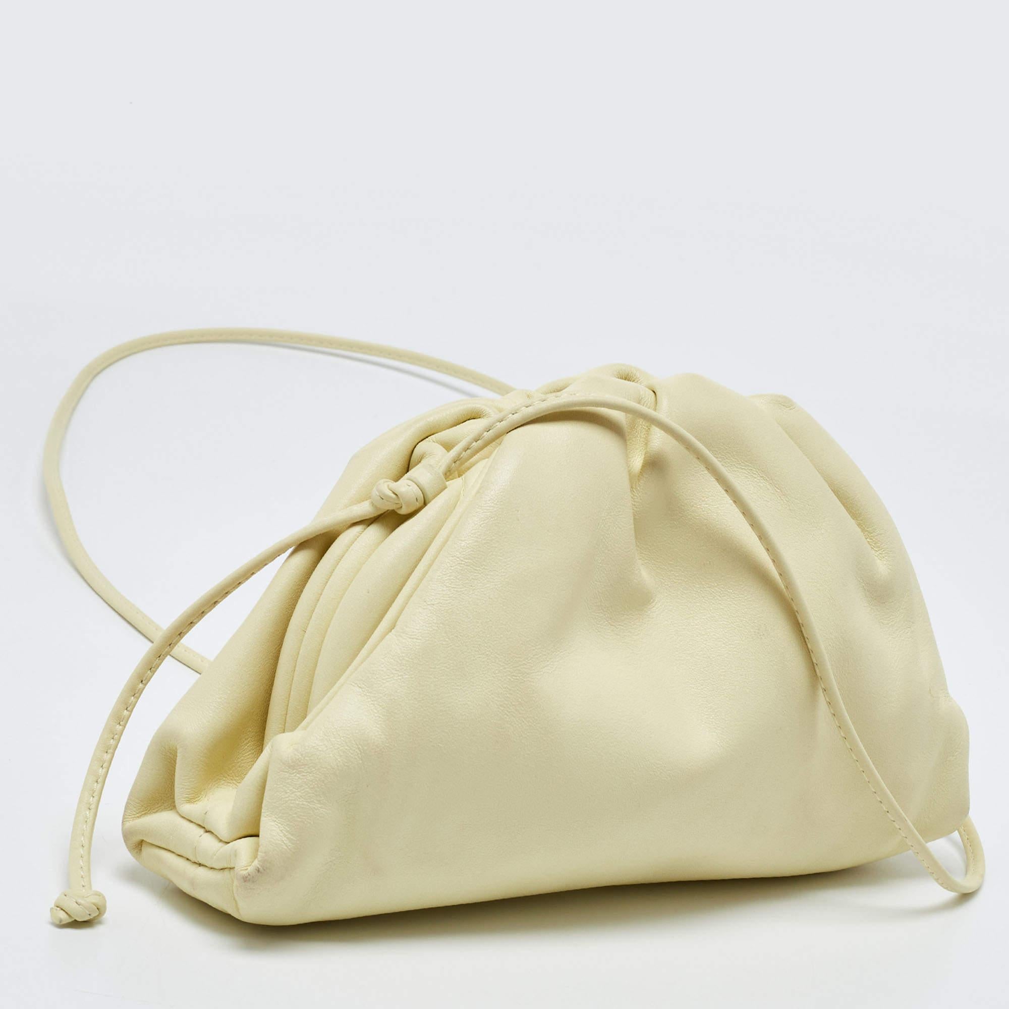 Bottega Veneta Light Yellow Leather Mini The Pouch Bag 6