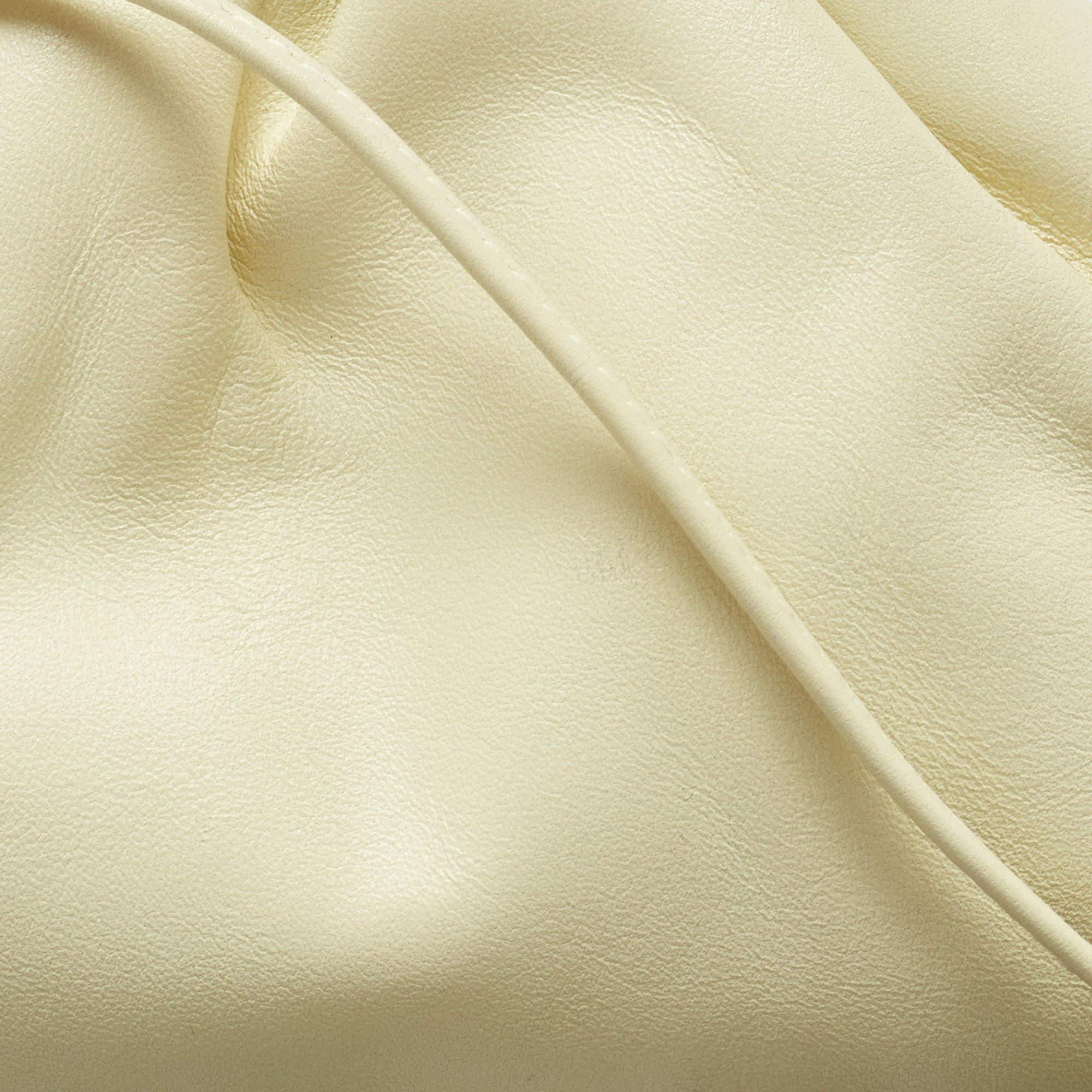 Bottega Veneta Light Yellow Leather Mini The Pouch Bag In Good Condition In Dubai, Al Qouz 2