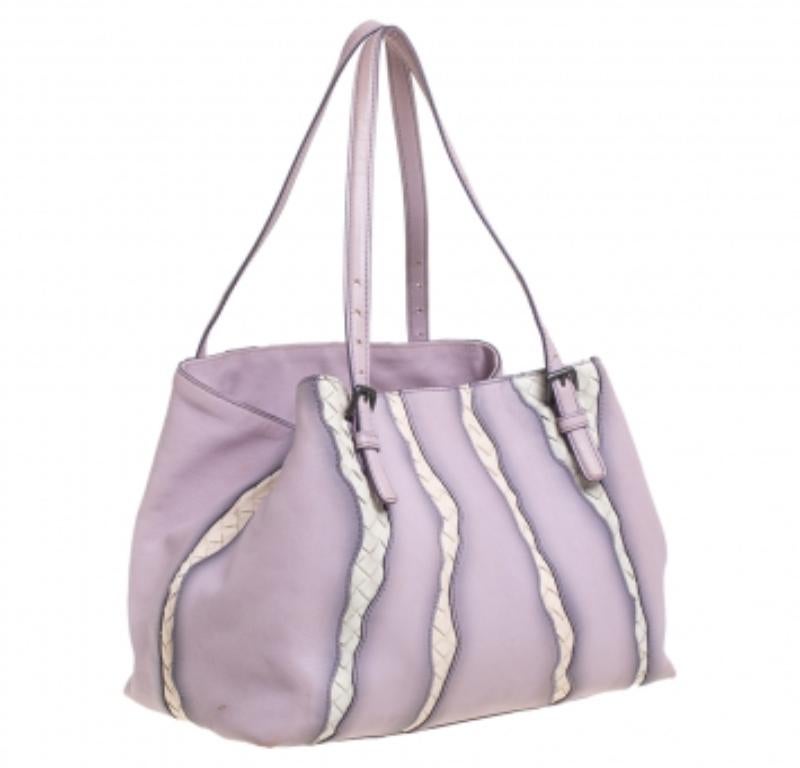 Bottega Veneta Lilac And Intrecciato Leather Monalisa Tote For Sale 5