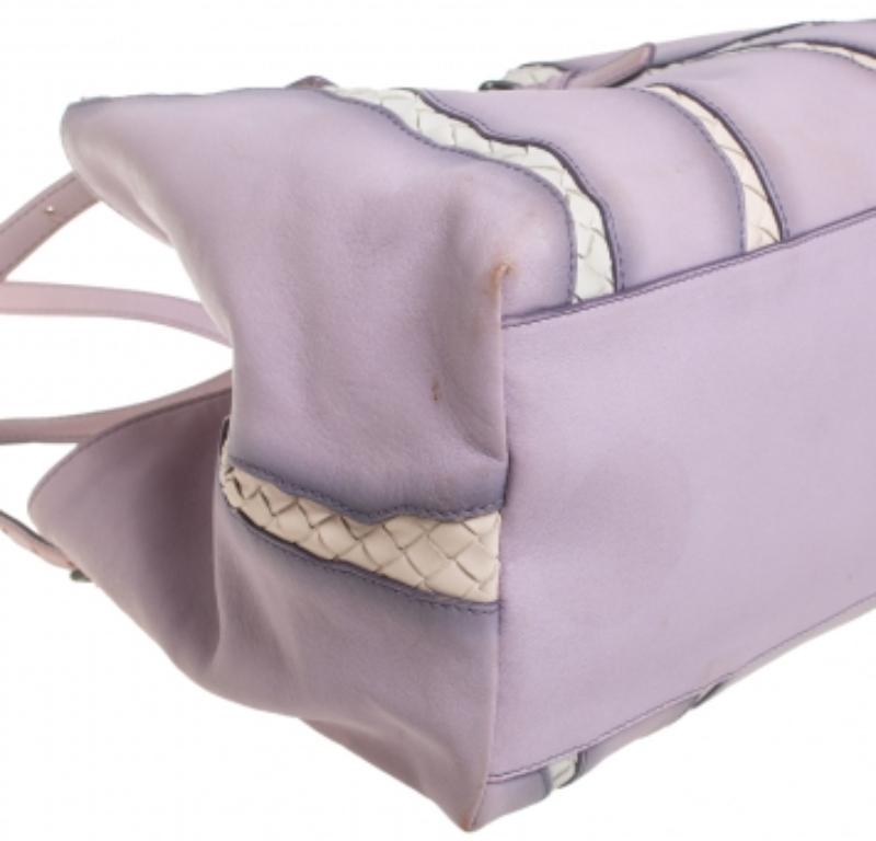 Gray Bottega Veneta Lilac And Intrecciato Leather Monalisa Tote For Sale