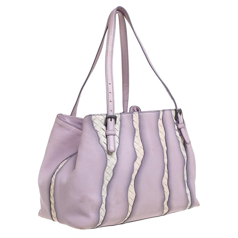 Bottega Veneta Monalisa Tote Bag in Purple Glimmer Washed Nappa Intrec –  AvaMaria
