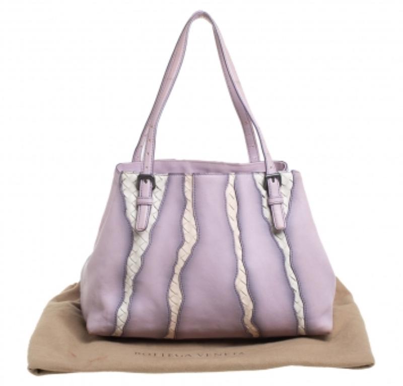 Bottega Veneta Lilac And Intrecciato Leather Monalisa Tote For Sale 3