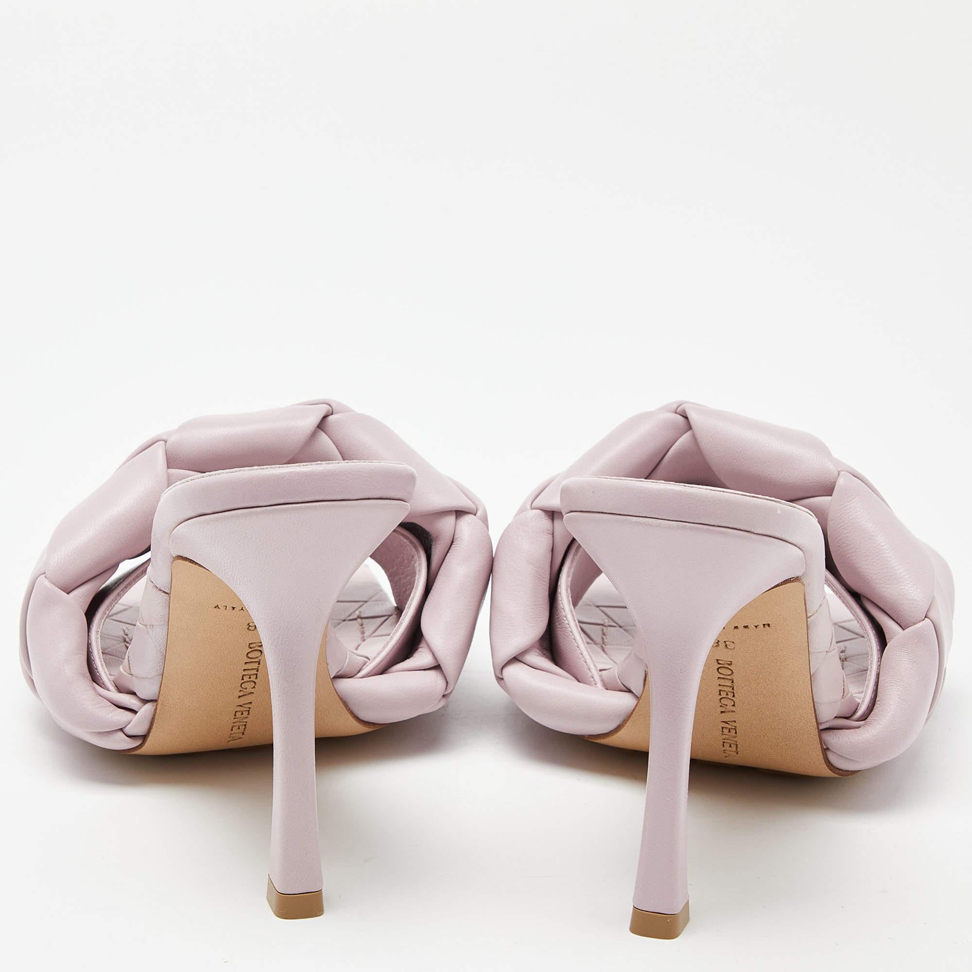  Bottega Veneta Lilas Intrecciato Leather Lido Slide Sandals Taille 38 Pour femmes 