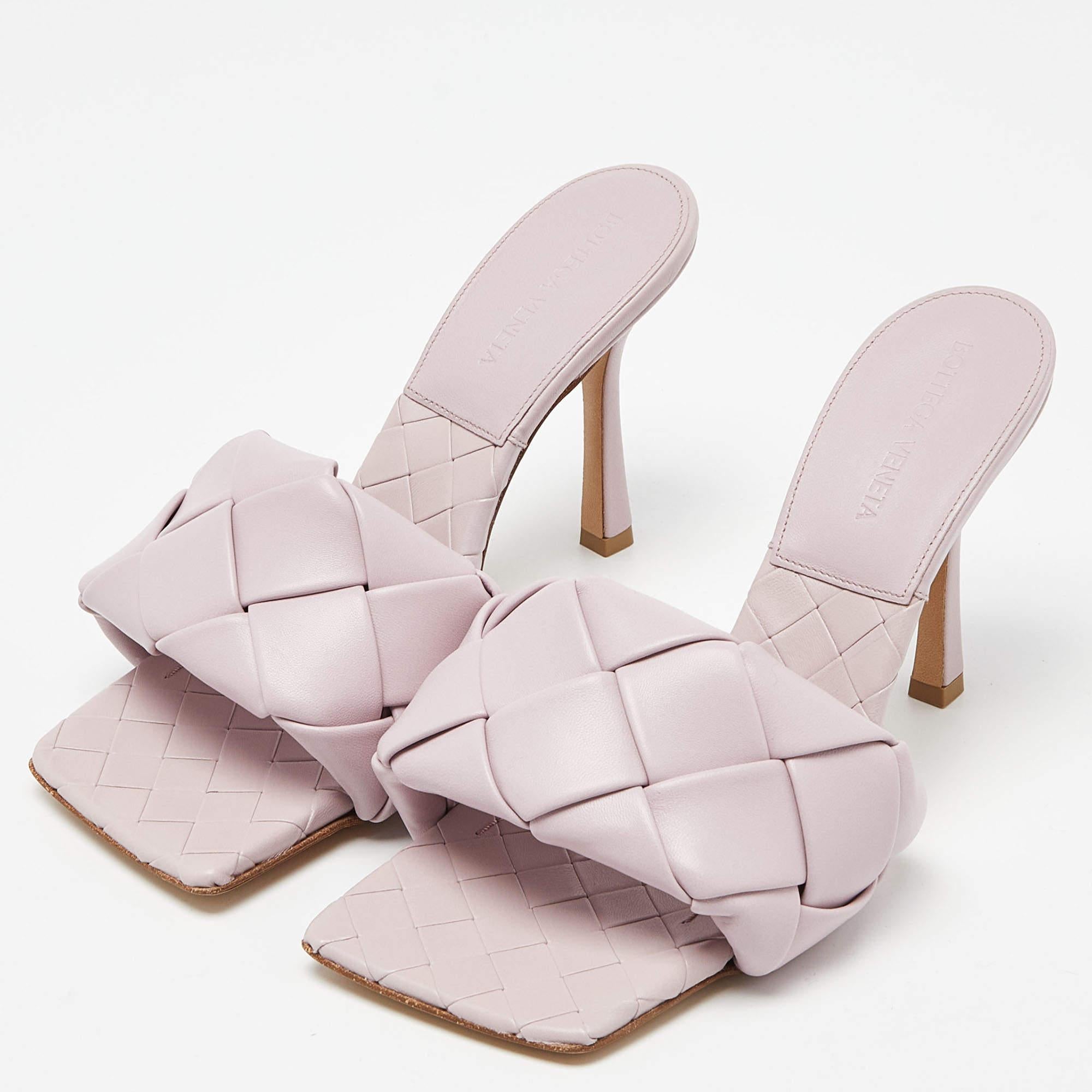 Bottega Veneta Lilac Intrecciato Leather Lido Slide Sandals Size 38 4