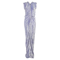 Robe longue froncée en velours lilas Bottega Veneta, taille S