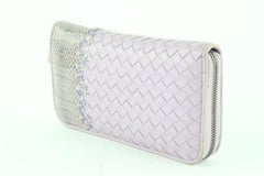 Bottega Veneta Lilac Woven Intrecciato Zip Around 14me0109 Purple Leather Clutch