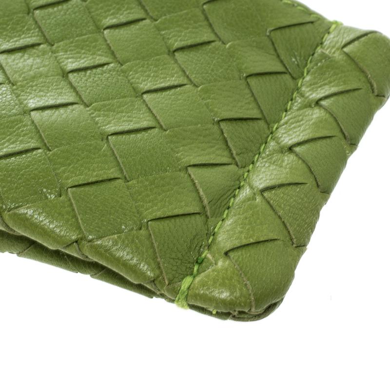Bottega Veneta Lime Green Intrecciato Leather Cosmetic Pouch 4