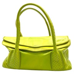 Bottega Veneta Lime Green Intrecciato Leather Hand Bag