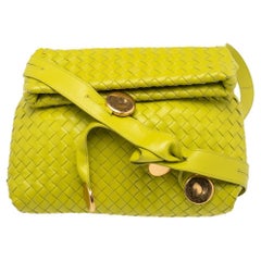 Bottega Veneta Lime Yellow BV Fold Shoulder Bag