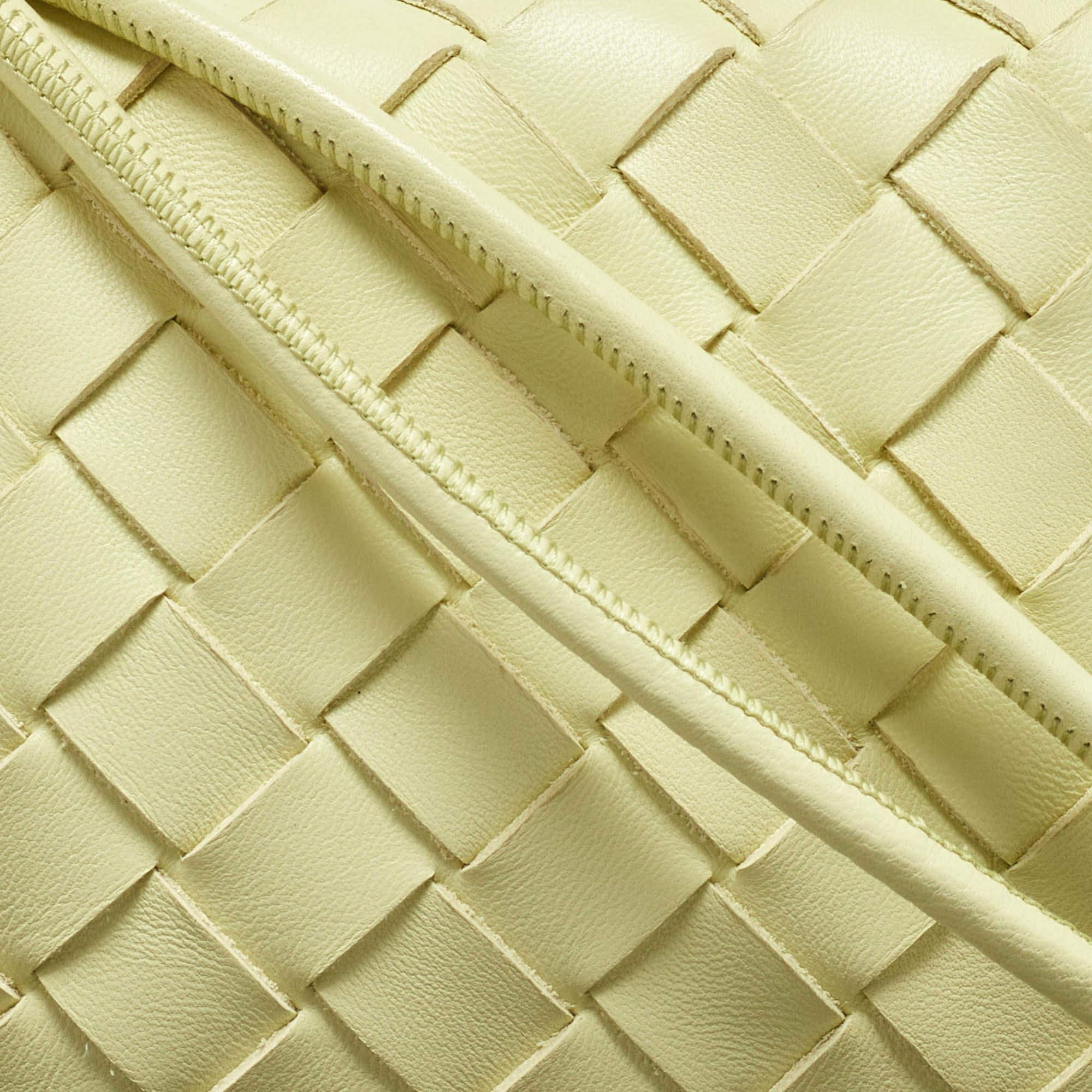 Women's Bottega Veneta Lime Yellow Intrecciato Leather Mini Loop Camera Bag