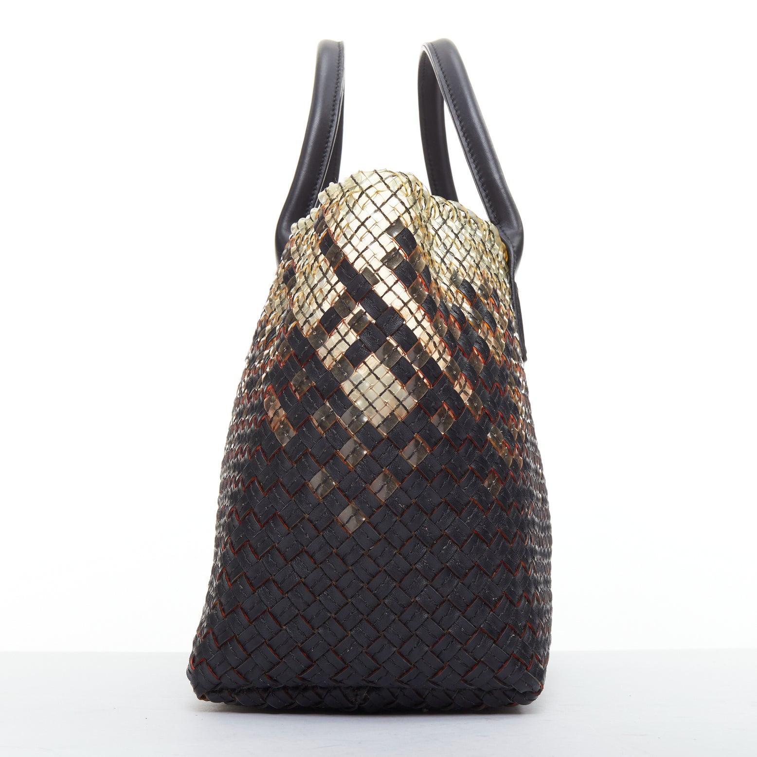 Bolso tote BOTTEGA VENETA Limited Cabat MM de pvc transparente de piel negra intrecciato en Bueno estado para la venta en Hong Kong, NT