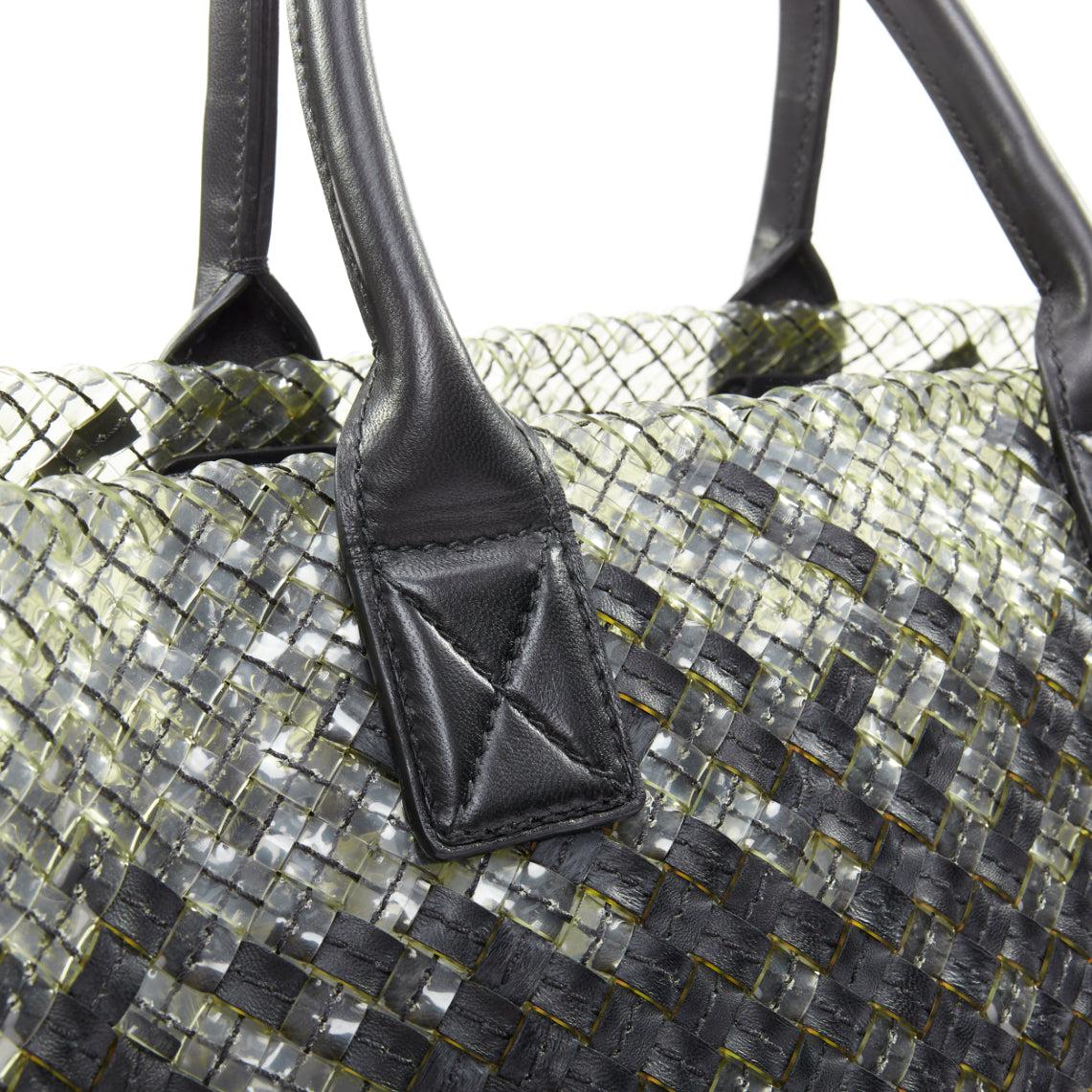 BOTTEGA VENETA Limited Cabat MM clear pvc black leather intrecciato tote bag For Sale 2