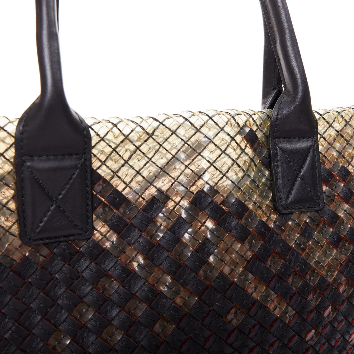 Bolso tote BOTTEGA VENETA Limited Cabat MM de pvc transparente de piel negra intrecciato en venta 2