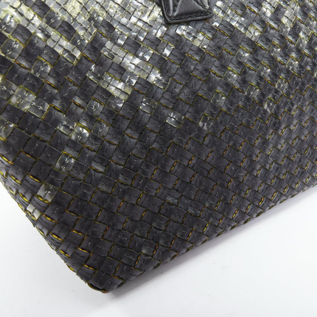 BOTTEGA VENETA Limited Cabat MM clear pvc black leather intrecciato tote bag For Sale 3