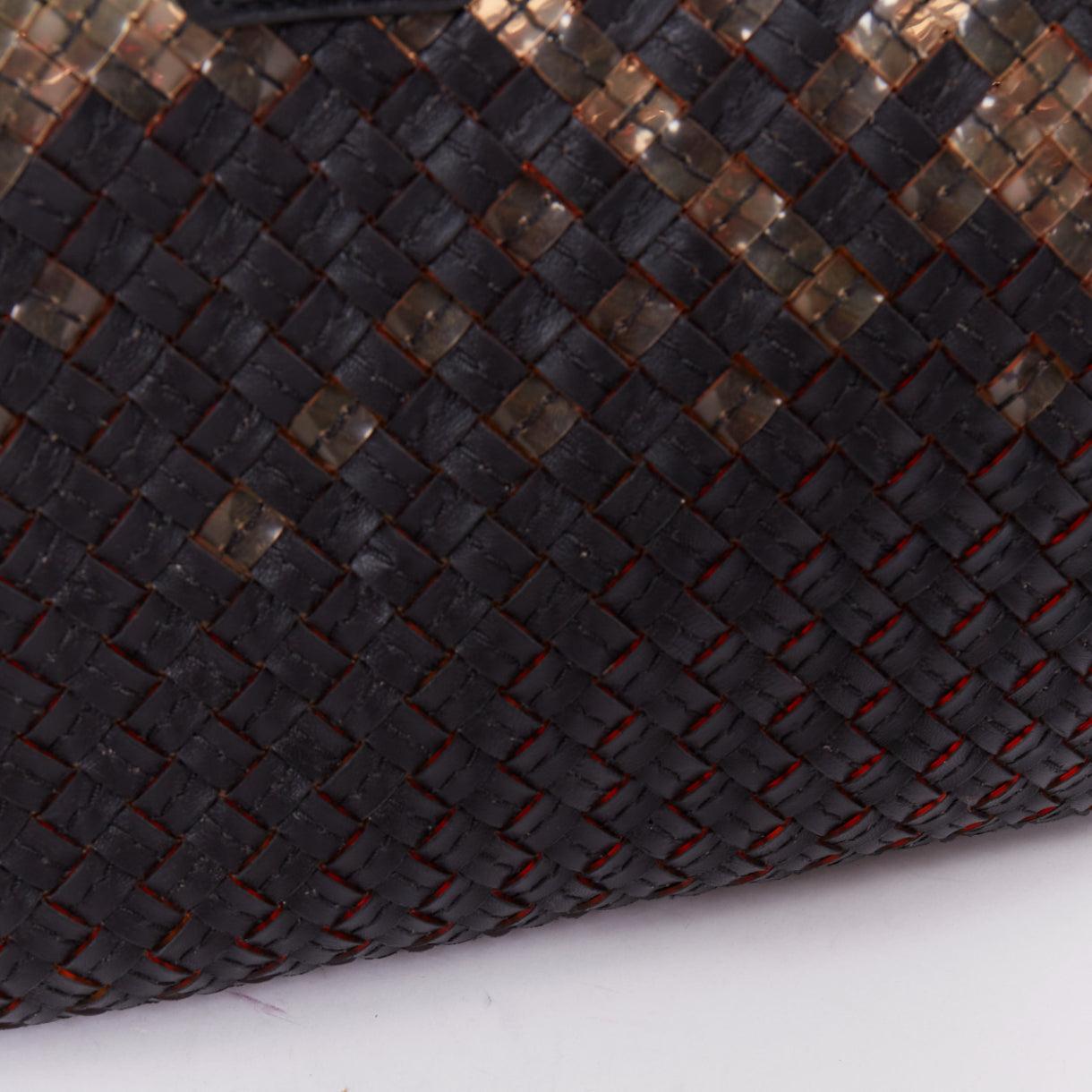 Bolso tote BOTTEGA VENETA Limited Cabat MM de pvc transparente de piel negra intrecciato en venta 3