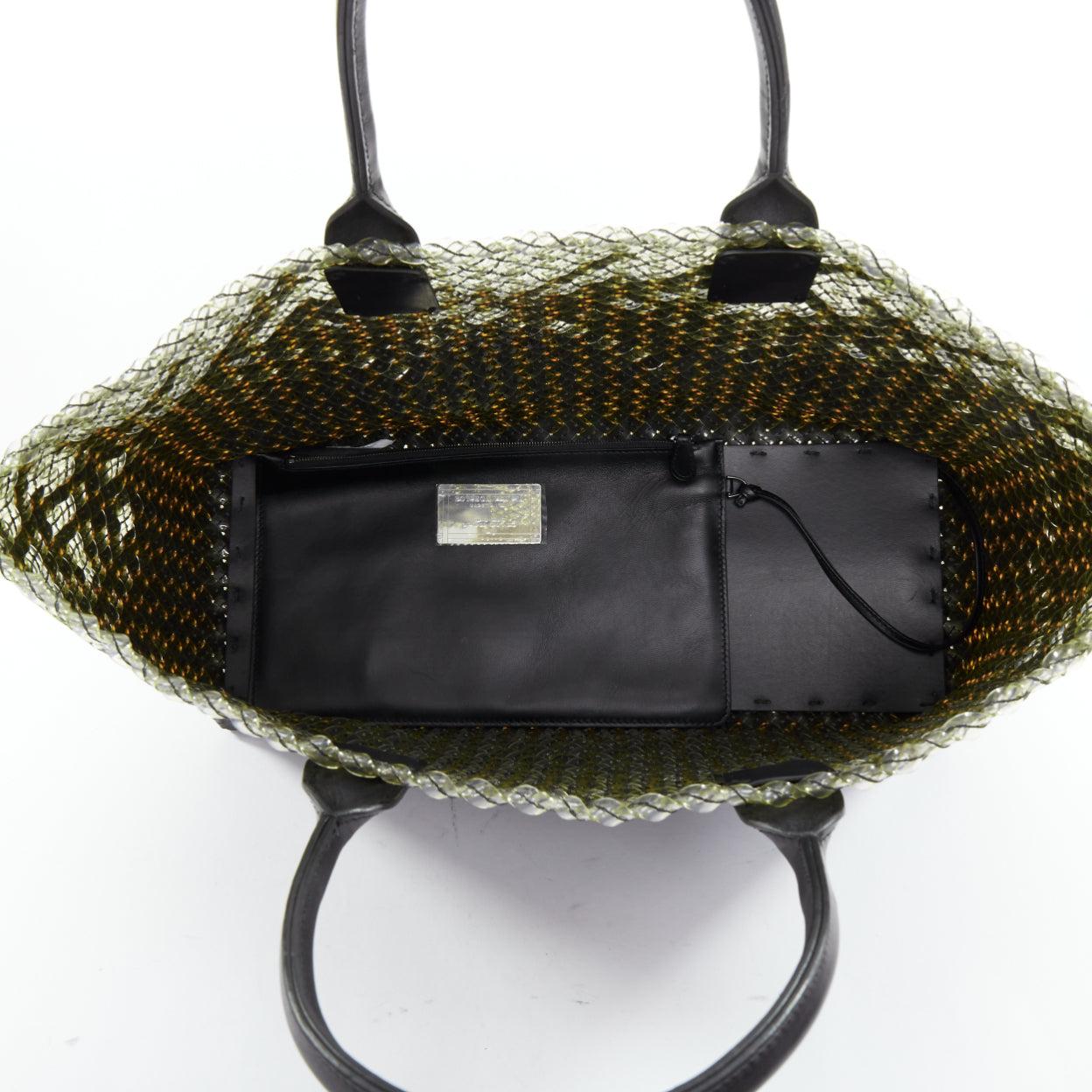 BOTTEGA VENETA Limited Cabat MM clear pvc black leather intrecciato tote bag For Sale 4