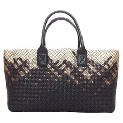 BOTTEGA VENETA Limited Cabat MM durchsichtiges pvc schwarzes Leder intrecciato Tragetasche