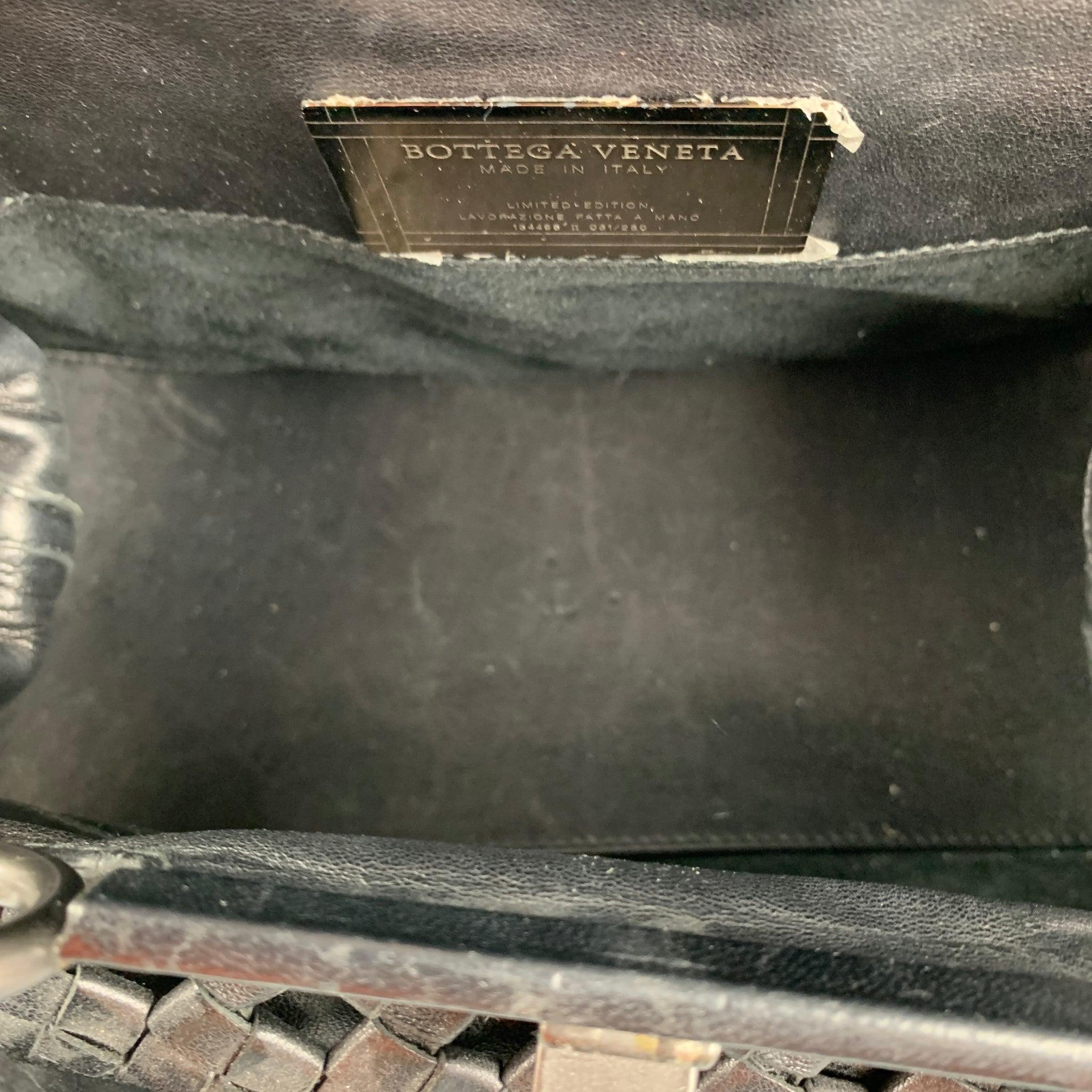 BOTTEGA VENETA Limited Edition Black Woven Leather Satchel Handbag For Sale 1