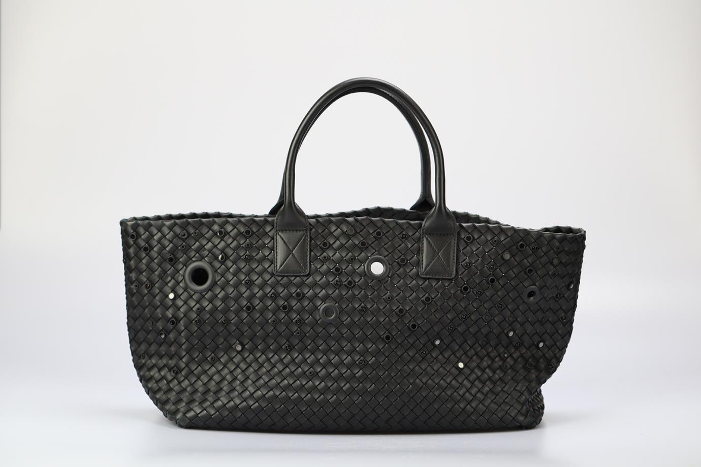 Bottega Veneta Limited Edition Cabat Embellished Intreciato Leather Tote Bag In Excellent Condition In London, GB