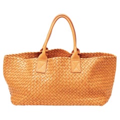 Bottega Veneta Edizione Limitata Arancione Lavorazione Fatta A Mano Cabat Tote