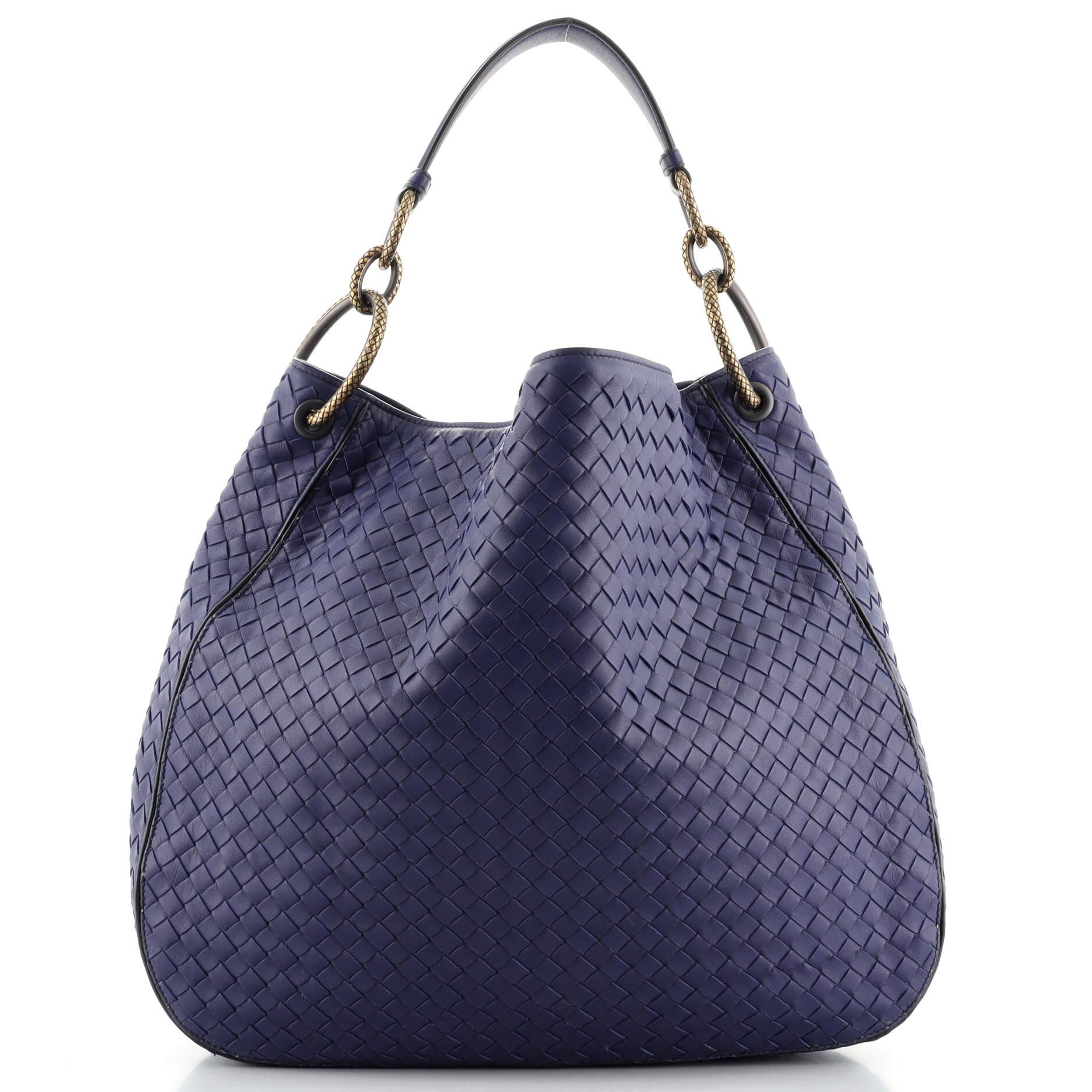 Purple Bottega Veneta Loop Shoulder Bag Intrecciato Nappa Large