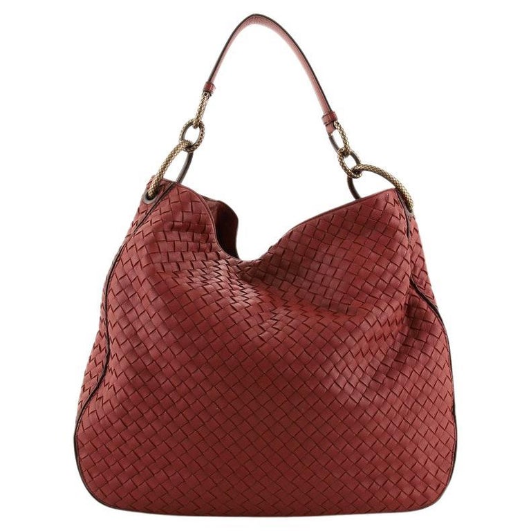 Bottega Veneta Dark Red Nappa Intrecciato Shoulder Bag