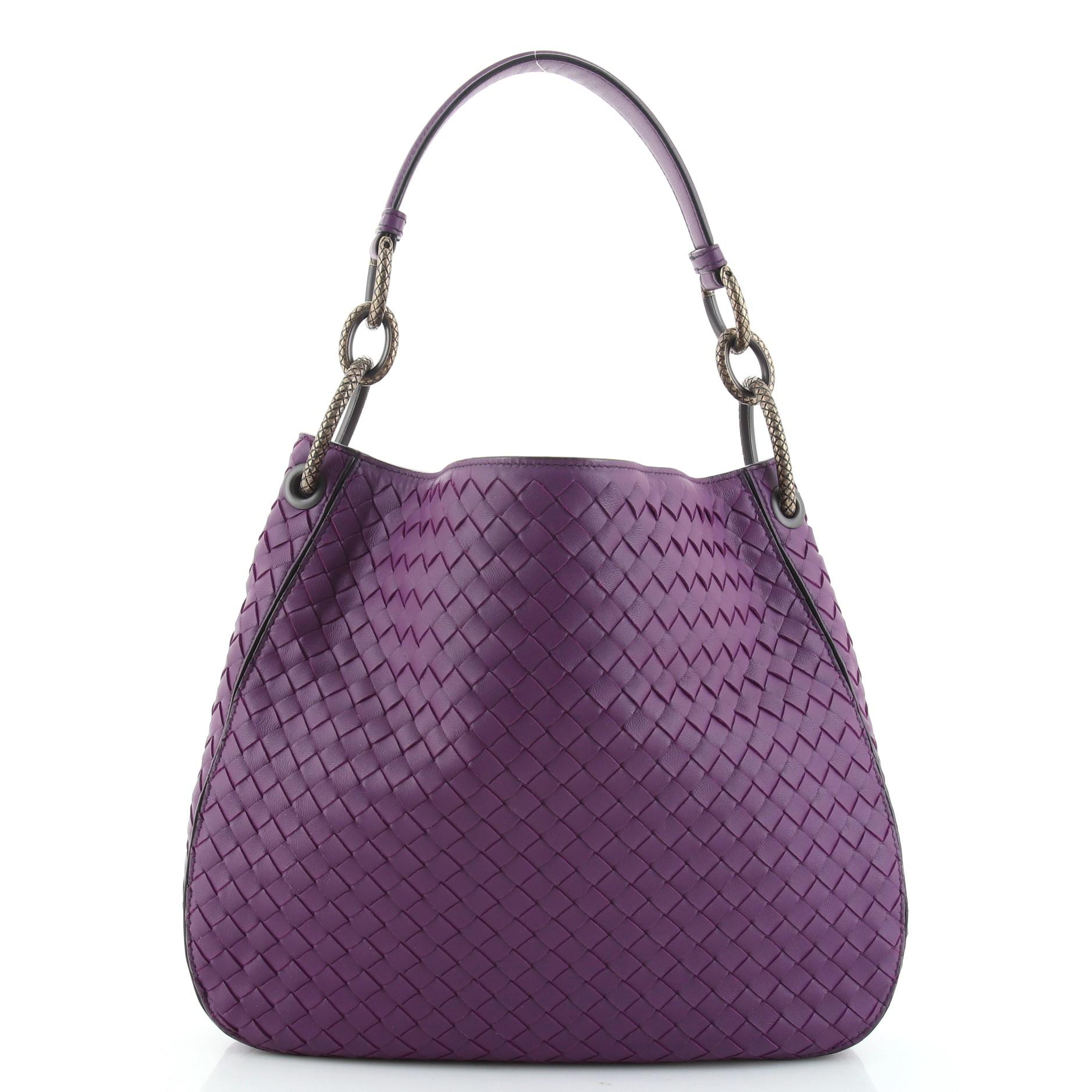 Gray Bottega Veneta Loop Shoulder Bag Intrecciato Nappa Medium