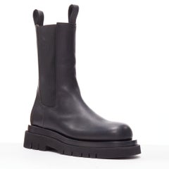 BOTTEGA VENETA Lug black leather double platform trucker boots EU38 BTS