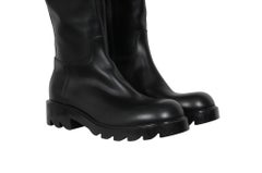 Bottega Veneta Lug Over The Knee Boots BV Size 38.5 Black Leather Puddle Winter