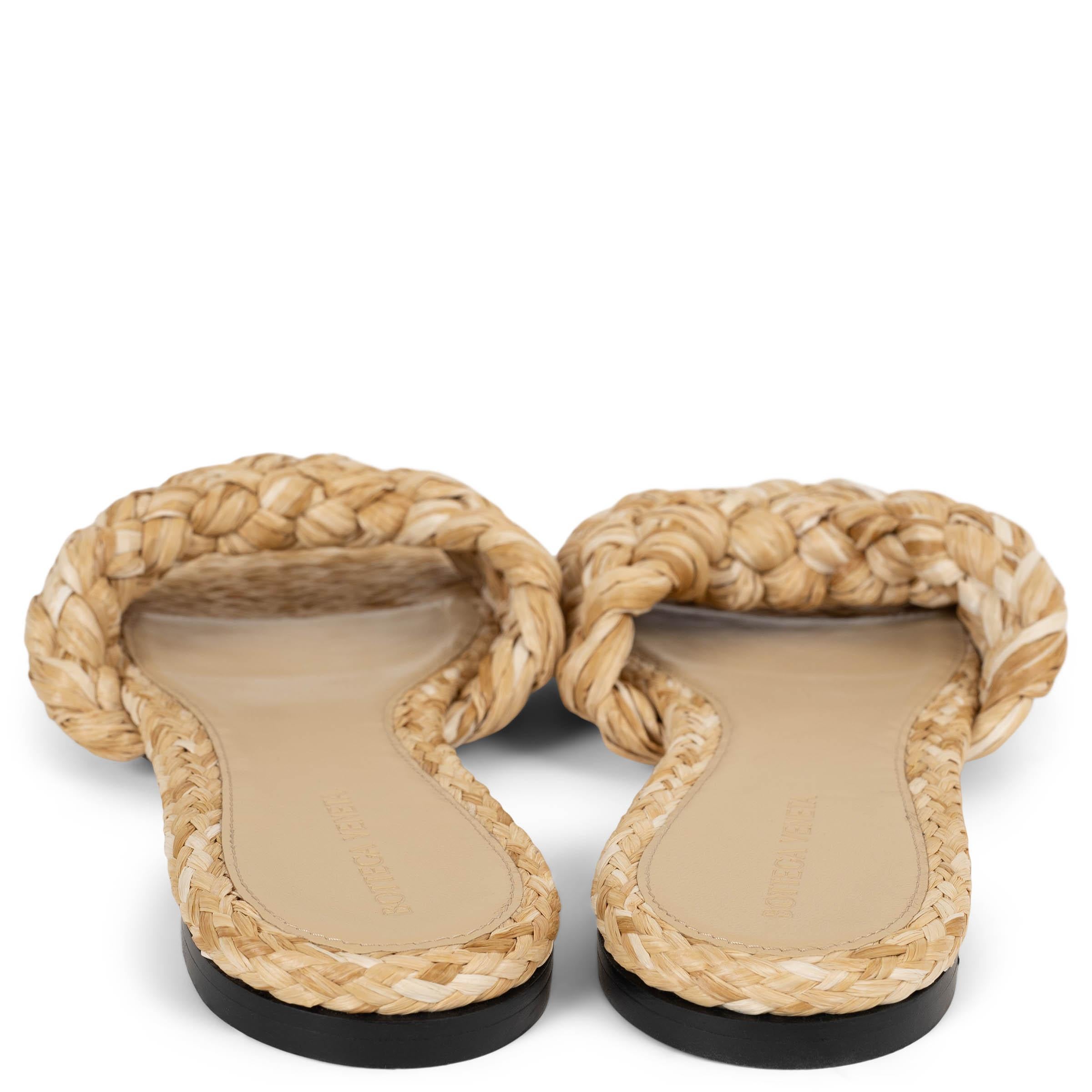De las mujeres BOTTEGA VENETA Macademia rafia beige STRTCH WOVEN Sandalias Zapatos 42 fit 41 en venta