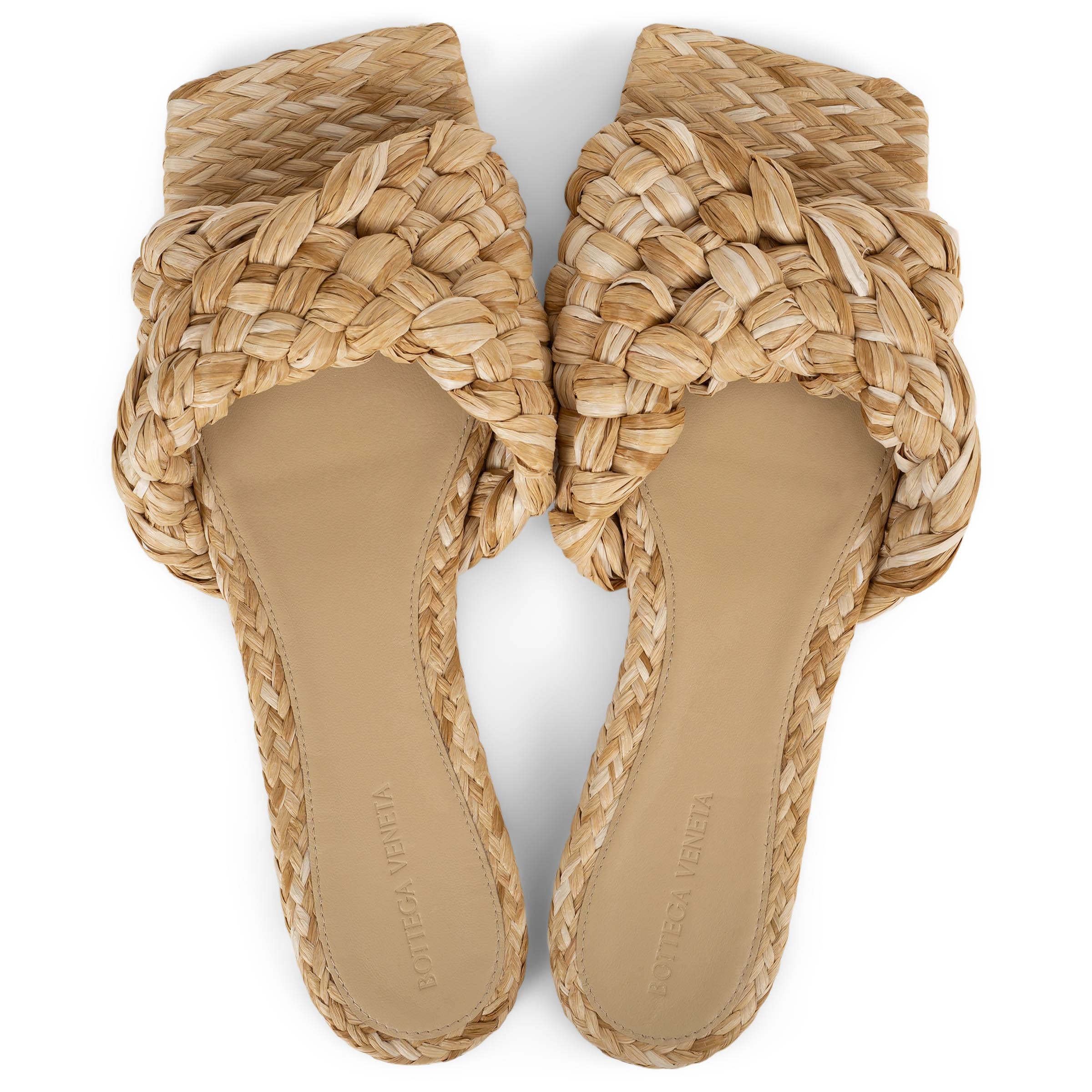 BOTTEGA VENETA Macademia rafia beige STRTCH WOVEN Sandalias Zapatos 42 fit 41 en venta 1
