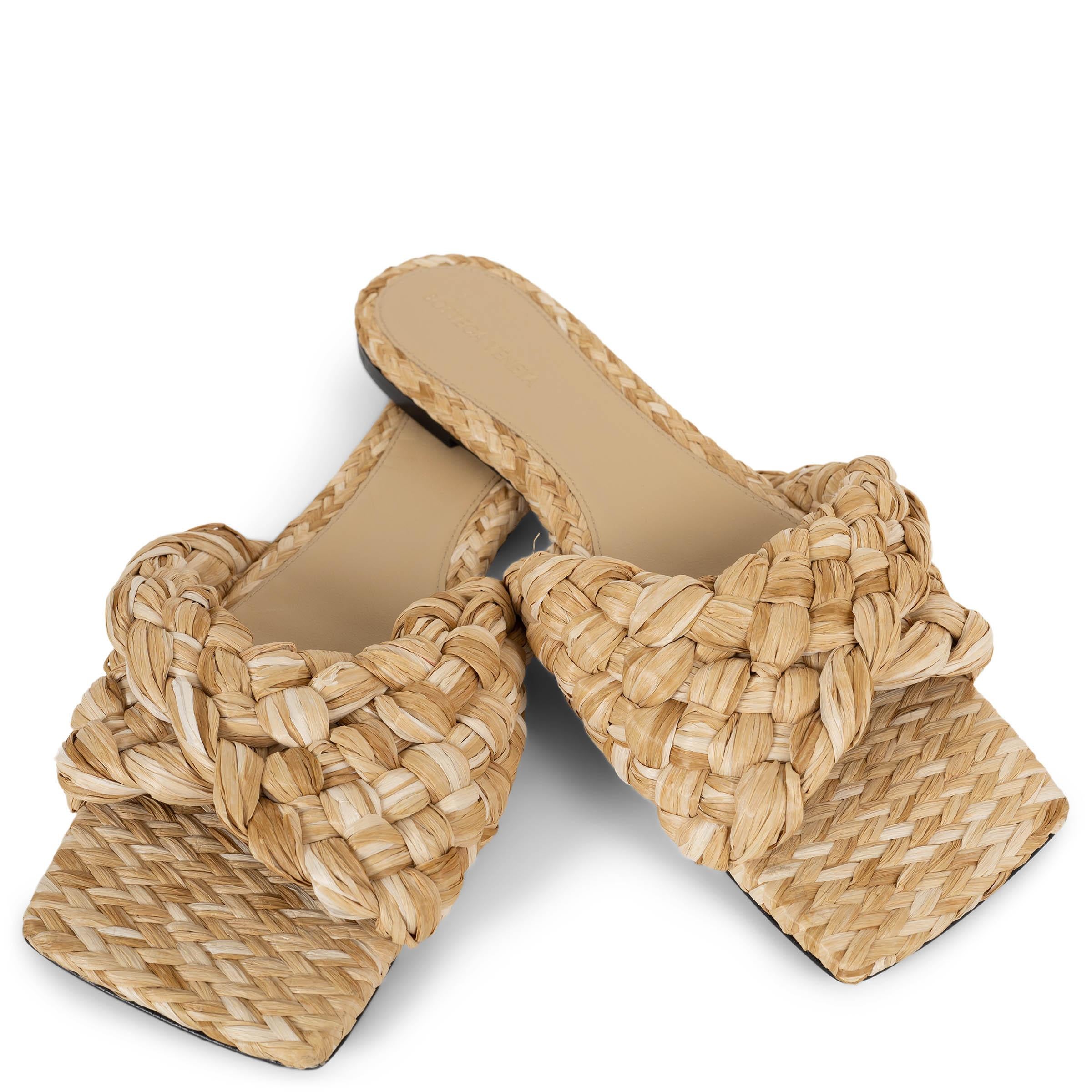 BOTTEGA VENETA Macademia rafia beige STRTCH WOVEN Sandalias Zapatos 42 fit 41 en venta 2