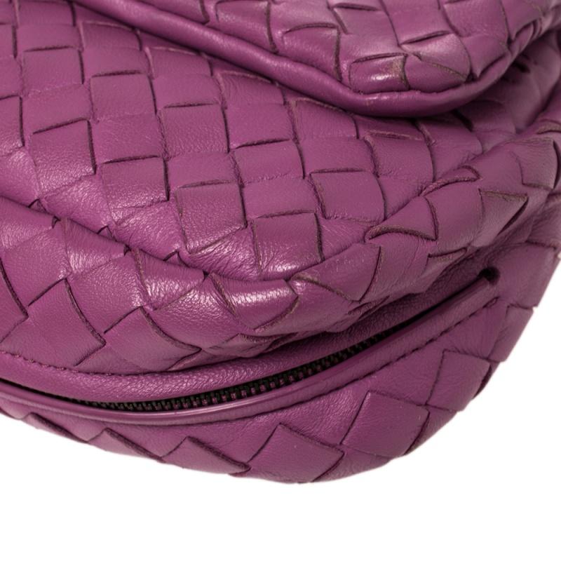 Bottega Veneta Magenta Intrecciato Leather Flap Chain Shoulder Bag 5