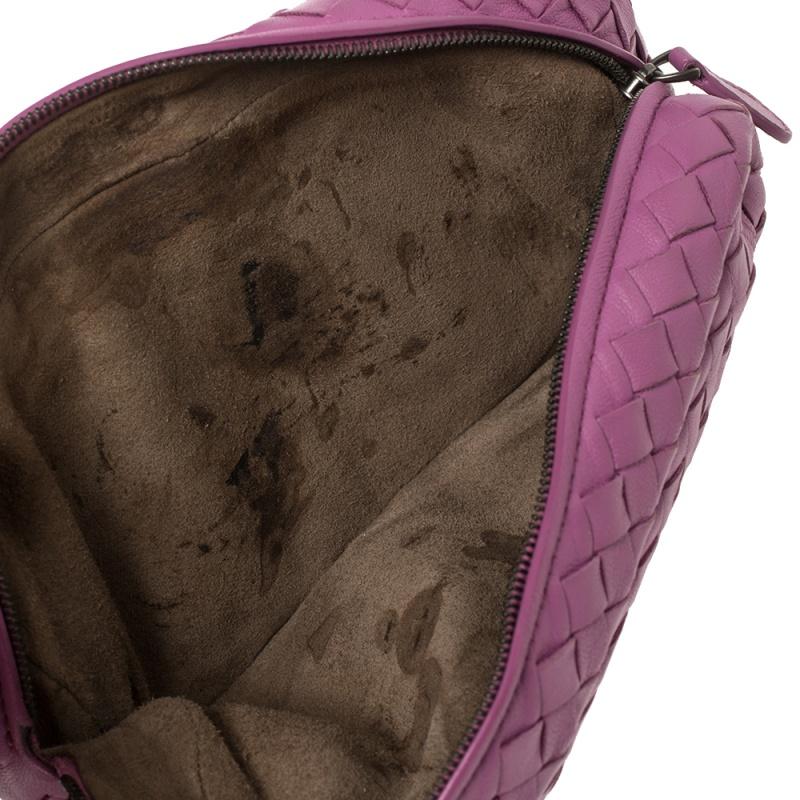 Bottega Veneta Magenta Intrecciato Leather Flap Chain Shoulder Bag 1