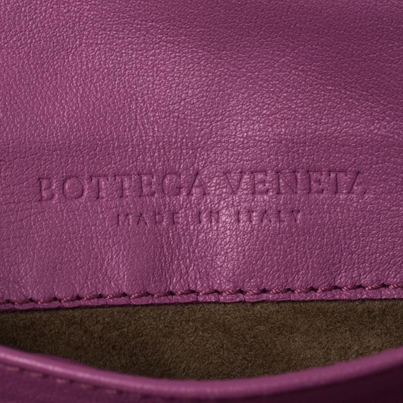 Bottega Veneta Magenta Intrecciato Leather Flap Chain Shoulder Bag 2