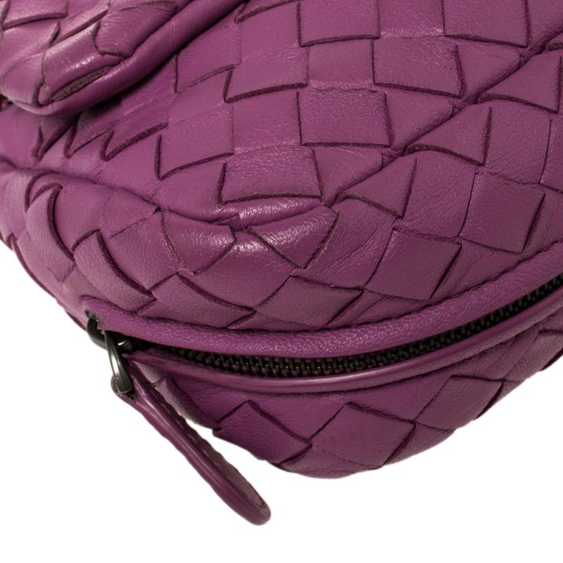 Bottega Veneta Magenta Intrecciato Leather Flap Chain Shoulder Bag 3