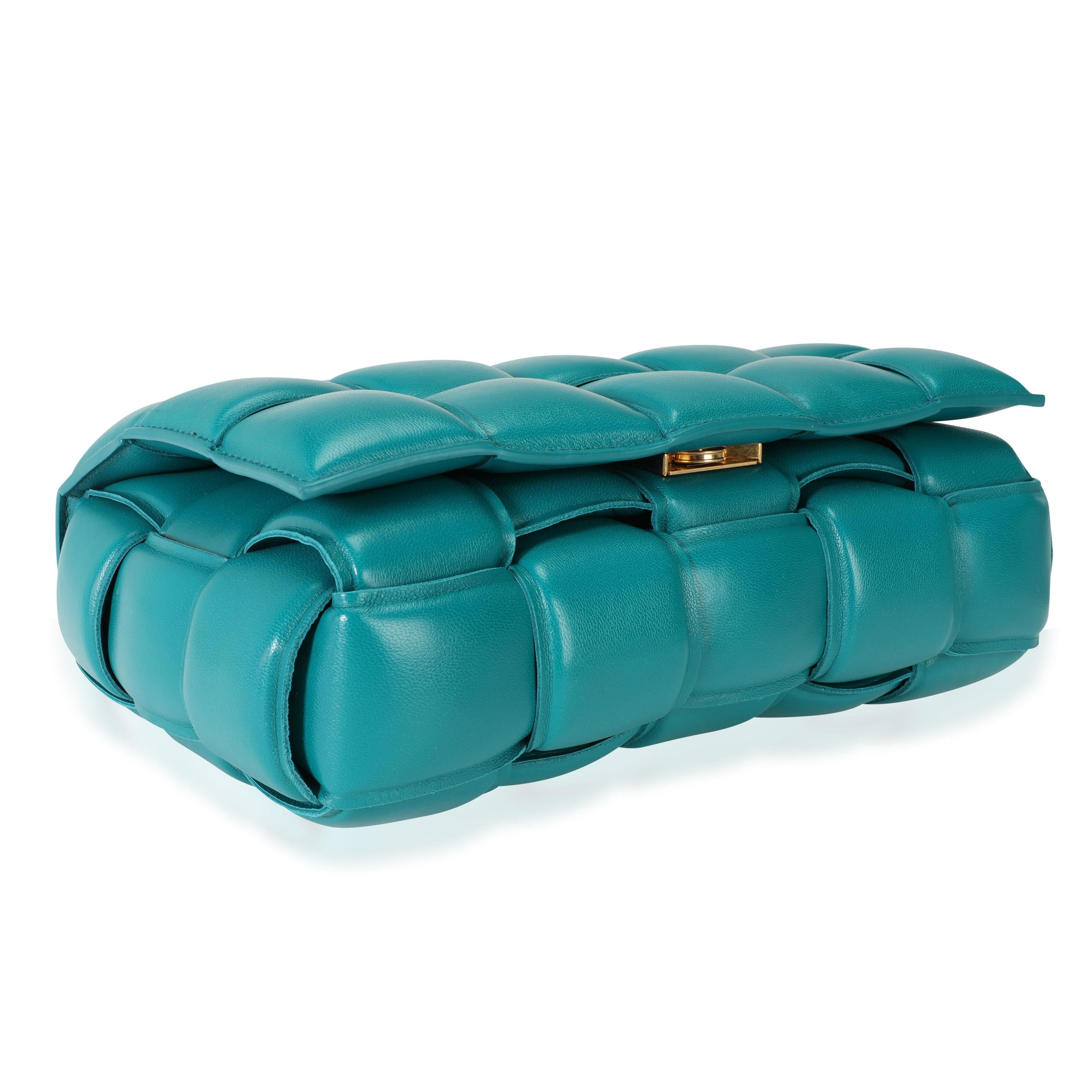 Blue Bottega Veneta Mallard Maxi Intrecciato Leather Chain Cassette Bag