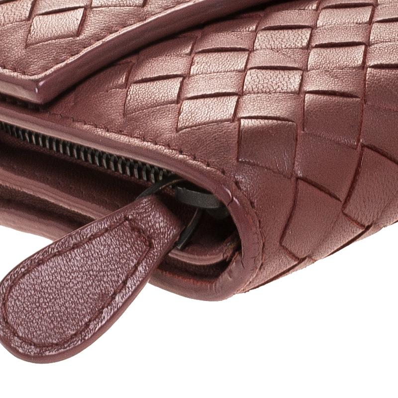 Bottega Veneta Maroon Intrecciato Leather Continental Flap Wallet 1
