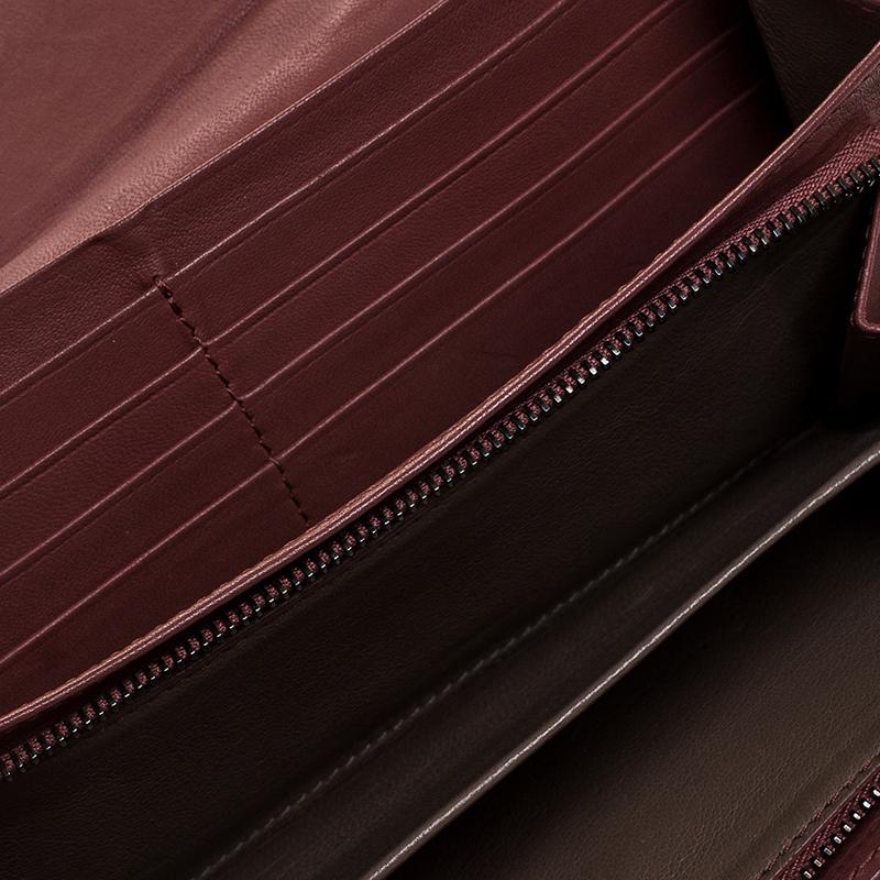 Bottega Veneta Maroon Intrecciato Leather Continental Flap Wallet 3