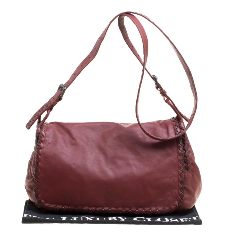 Bottega Veneta Maroon Leather Karung Crossbody Messenger Bag 5